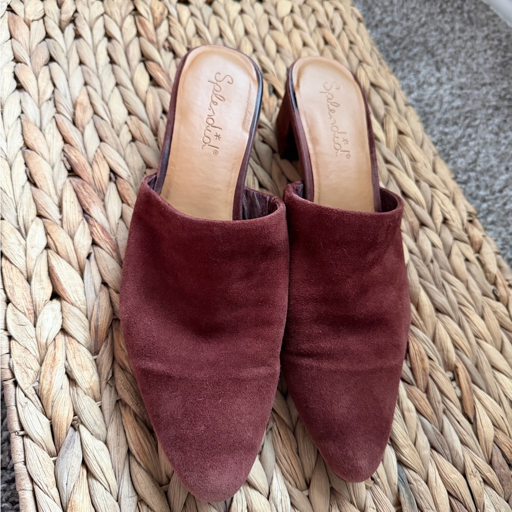 Splendid Women's Burgundy Suede Mules